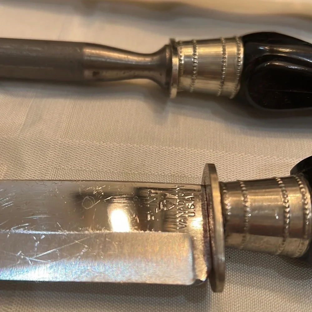 Vintage Flint Bakelite 3 Piece Carving Set in Original Wood Box